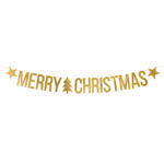 Banderoll "Merry Christmas" Guld 150cm 1