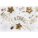 Banderoll "Merry Christmas" Guld 150cm 3