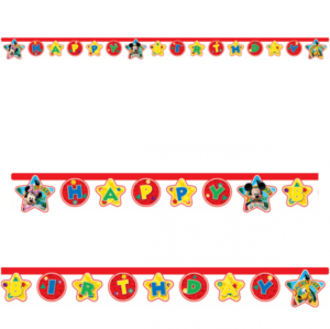 Banderoll Musse Pigg formklippt Happy Birthday 200 cm 1