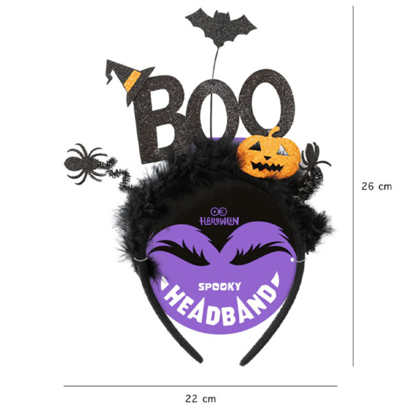 Halloweendiadem/Hårband "BOO" Svart 3