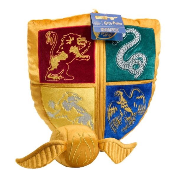 Harry Potter Cushion with Plush Figure Quidditch Crest & Golden Snitch 1