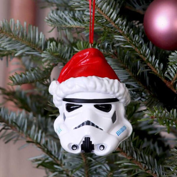 Stormtrooper Hängande Julgransdekoration med Tomteluva 8 cm 1