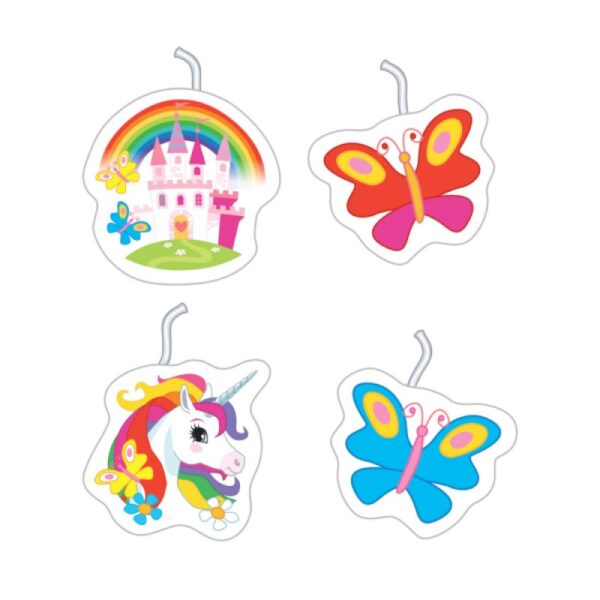 Tårtljus Unicorn Rainbow 4-pack mini 1