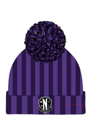 Wednesday Pom-Pom Beanie - Nevermore Logo 1